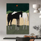 “Minimalist Horses in Nature’s Hues” - Minimalist - Inspired Animal Painting On Canvas PT1412