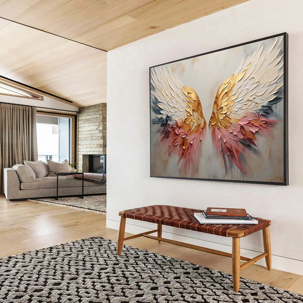 “Textured Angel Wings” - Impasto Mixed - Media Painting On Canvas DKS863