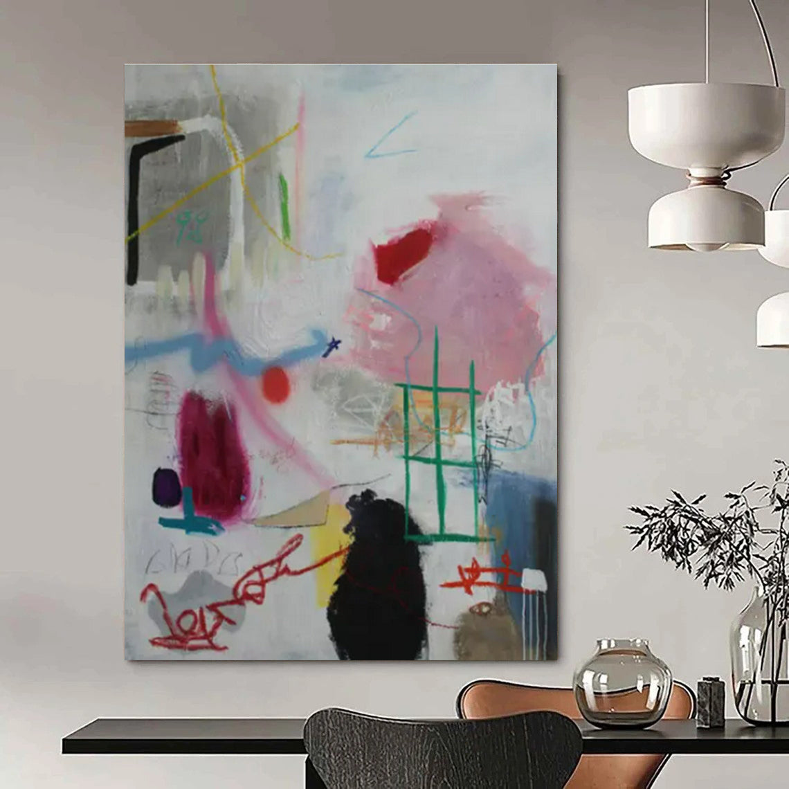 Colorful, Chaotic Strokes "Urban Sketchbook" Abstract Painting On Canvas PS1406