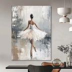 “Ballerina in White” - Impressionistic Oil Painting On Canvas PT2174