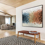 “Blue - Gray - Brown Textured Stripes” - Abstract Color Block, Palette Knife Oil Painting On Canvas DKS691