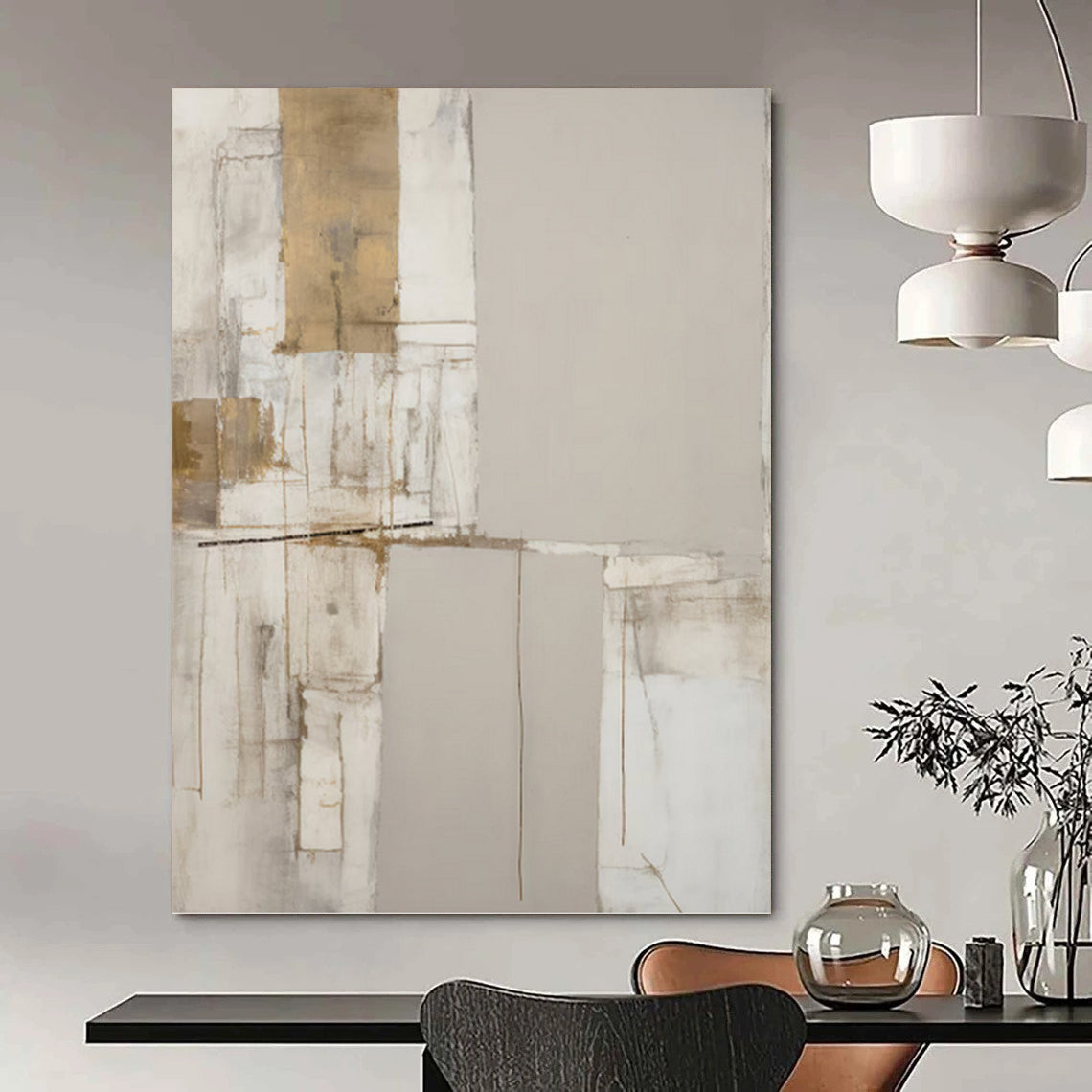 “Neutral Geometric Abstract” - Minimalist Abstract Painting On Canvas PT1318