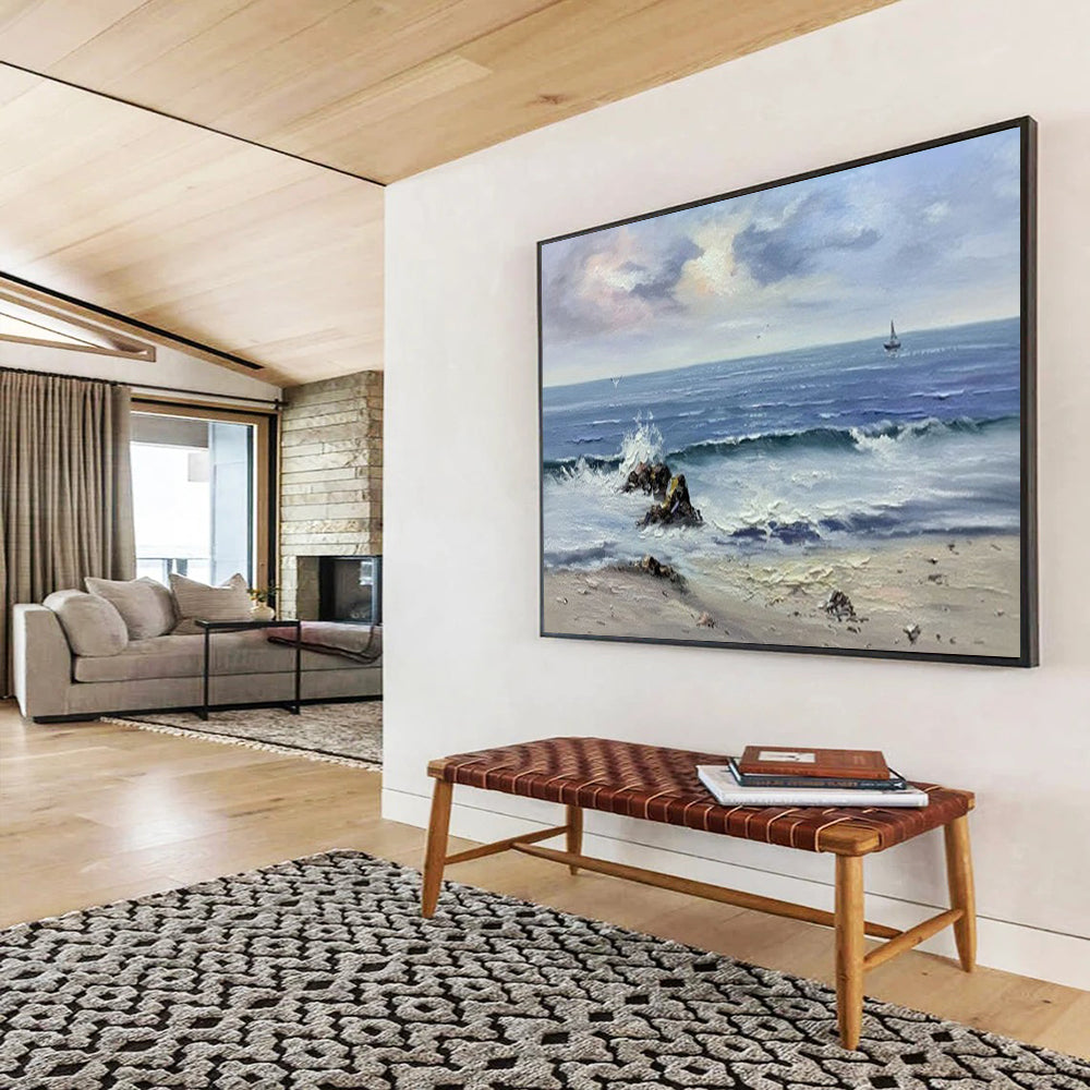 “Seascape with Rocks” - Realistic Coastal Painting On Canvas PT190
