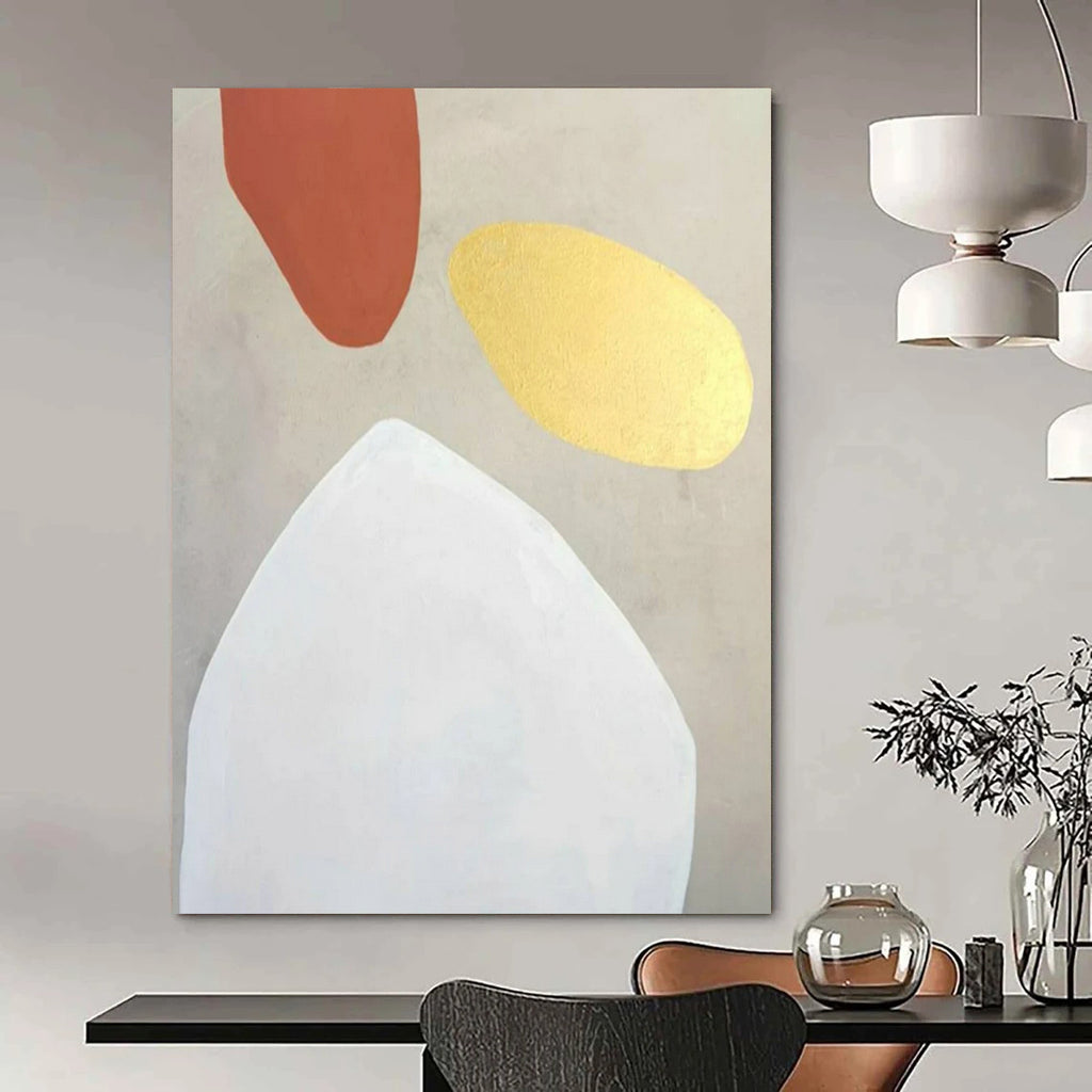 Terracotta, Gold, and White, "Elegant Simplicity" – Minimalist Abstract Painting On Canvas PS0996