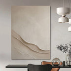 Textured Beige Waves "Sands of Serenity" Relief Sculpture On Canvas PS1068
