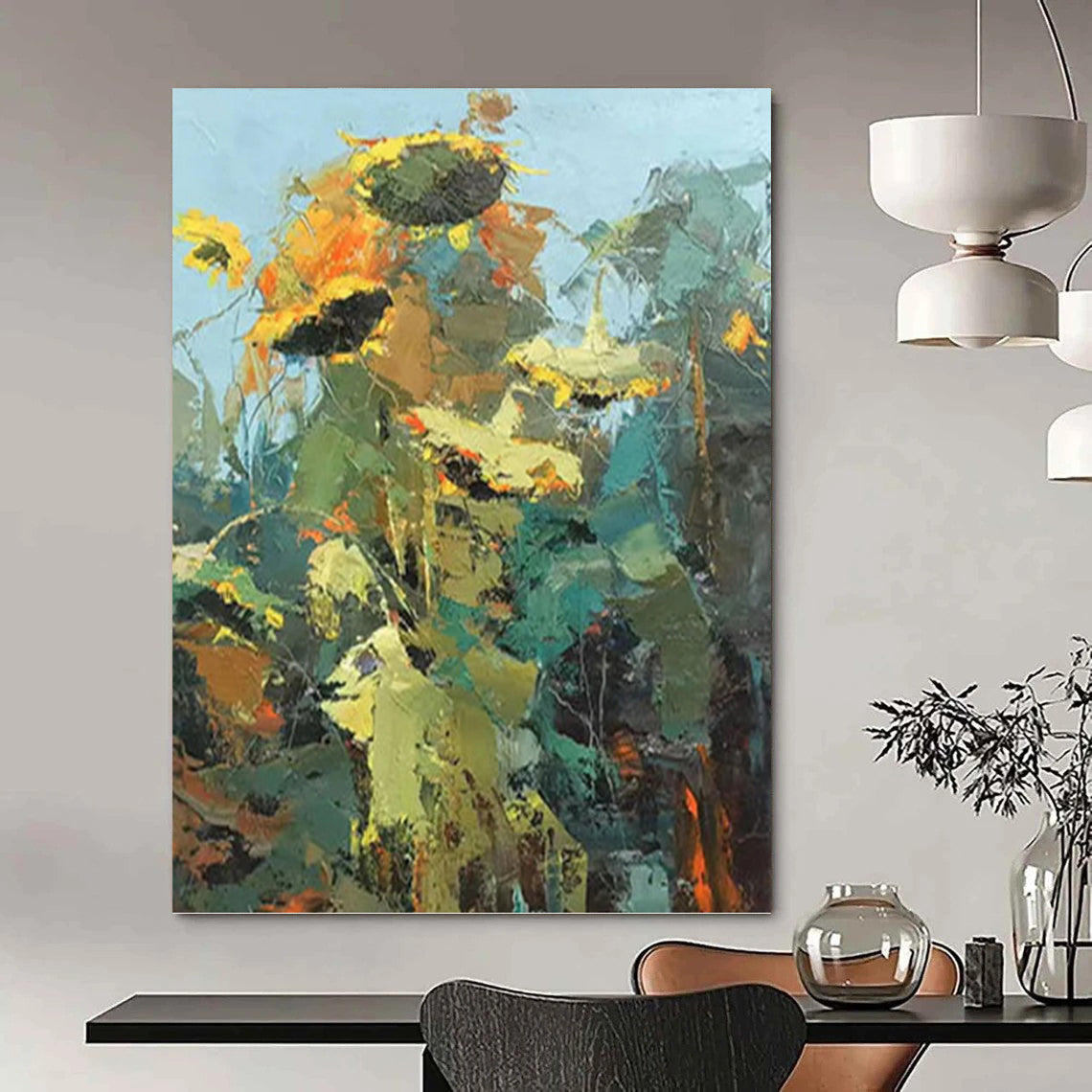 “Impasto Sunflower Field” - Impasto Floral Painting On Canvas PT1045