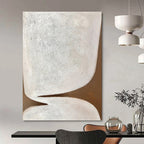 “White - Brown Abstract Forms” - Minimalist Abstract Painting On Canvas PT1179