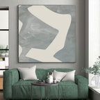 “Gray - White Minimalist Shapes” - Gray, White Minimalist Abstract Painting On Canvas PS0436