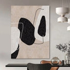 Beige, Black and White with Geometric Elements "Subtle Geometry" Abstract Painting On Canvas PS1121
