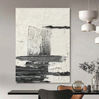 “Textured Black and White Abstract Composition” - Layered Abstract Painting On Canvas DS388