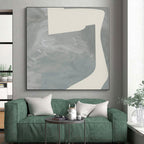 “Gray - White Abstract Forms” - Gray, White Minimalist Abstract Painting On Canvas PS0437