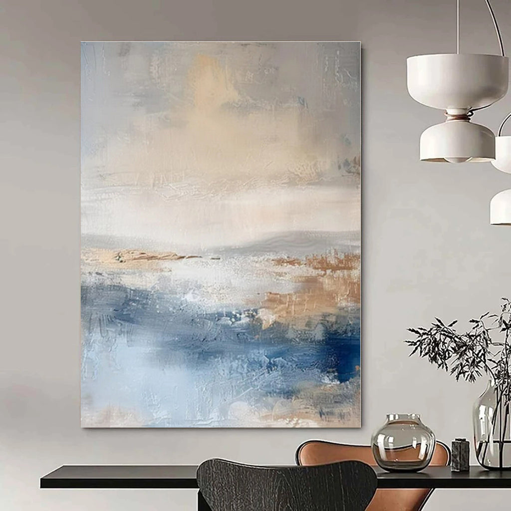 Beige, Blue, Brown with Abstract Horizons "Abstract Horizons" Abstract Painting On Canvas PS1340