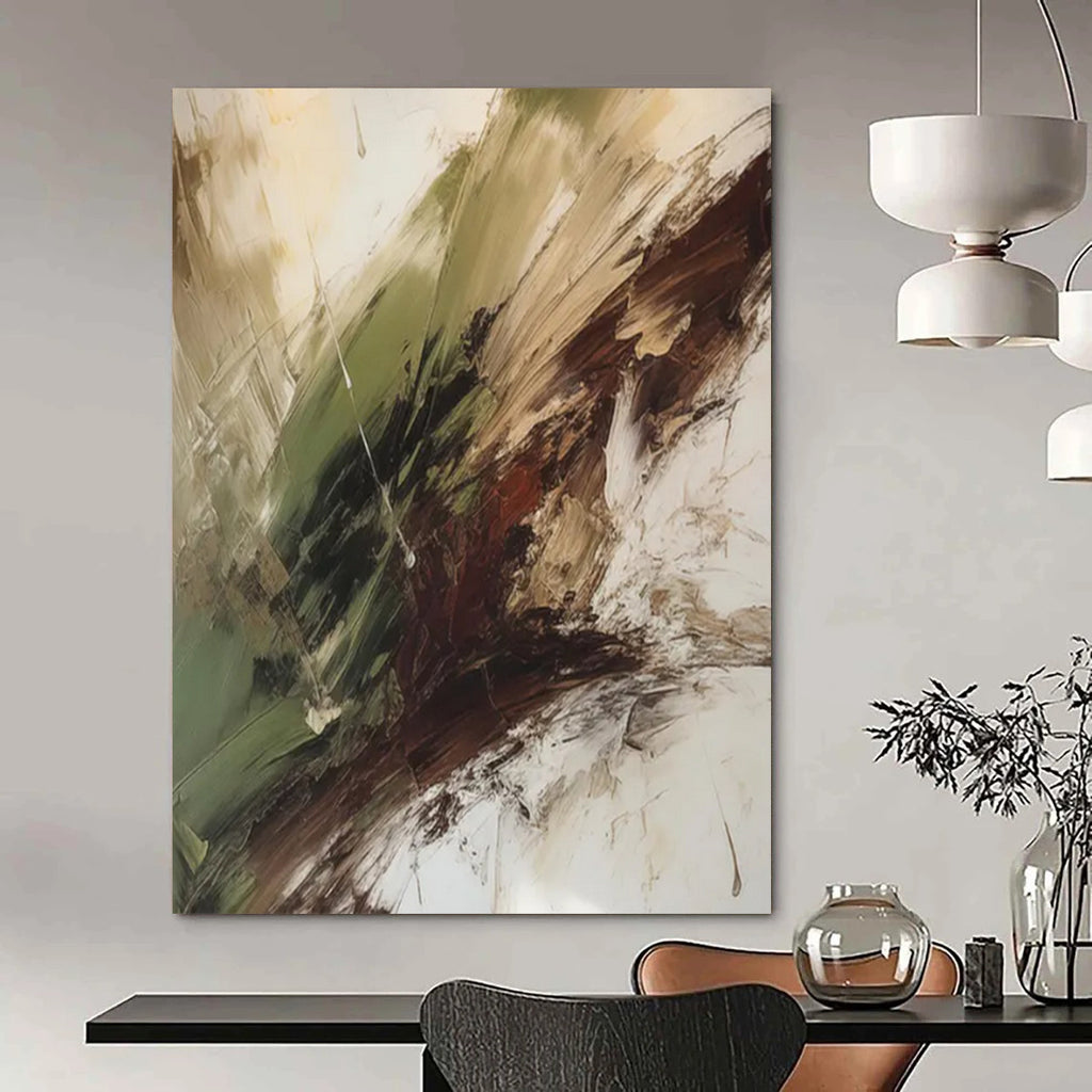 Green - Brown Abstract Earth Tones Painting On Canvas DS118