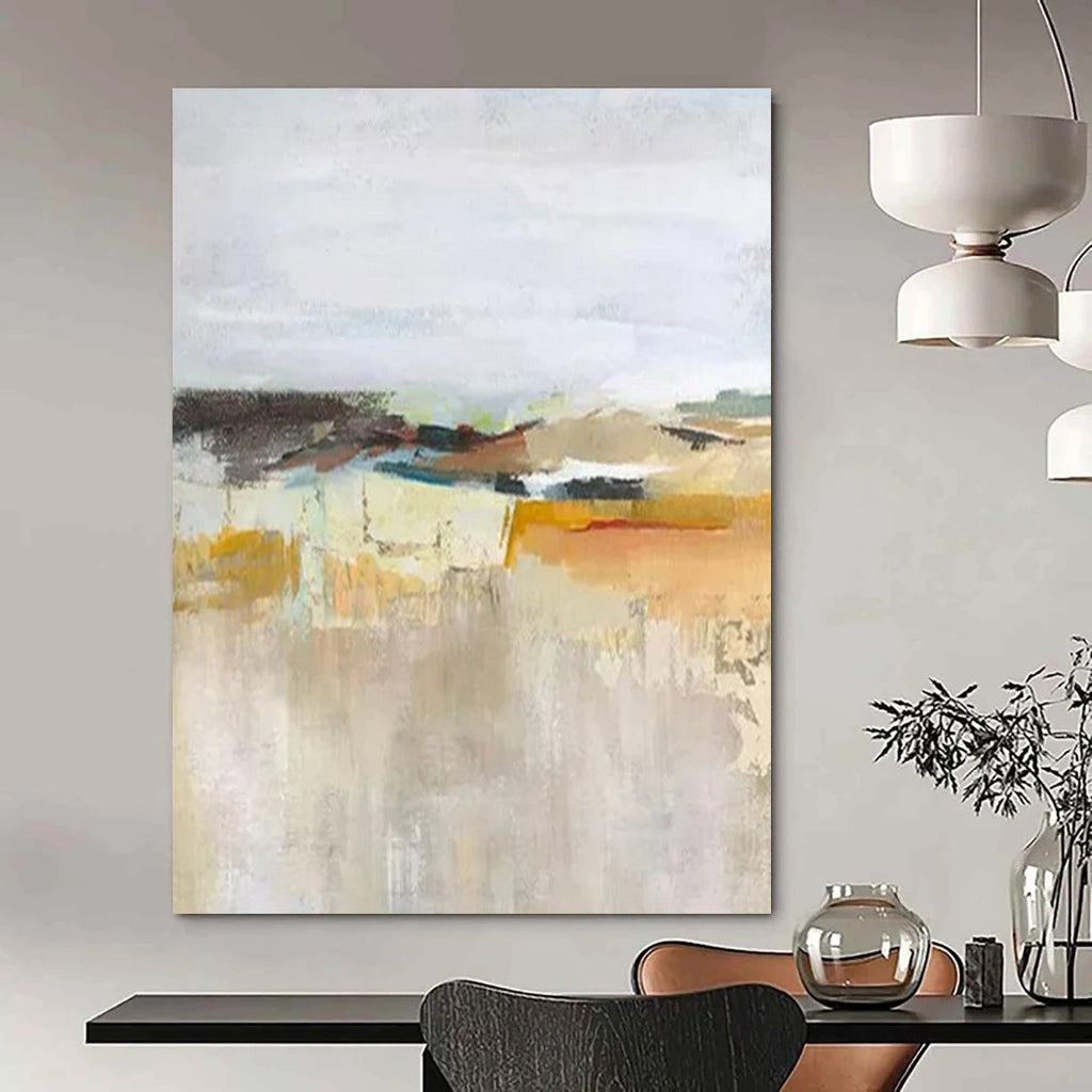Soft Earth - Tone Abstract, "Desert Hush" – Abstract Landscape Painting On Canvas PS0927