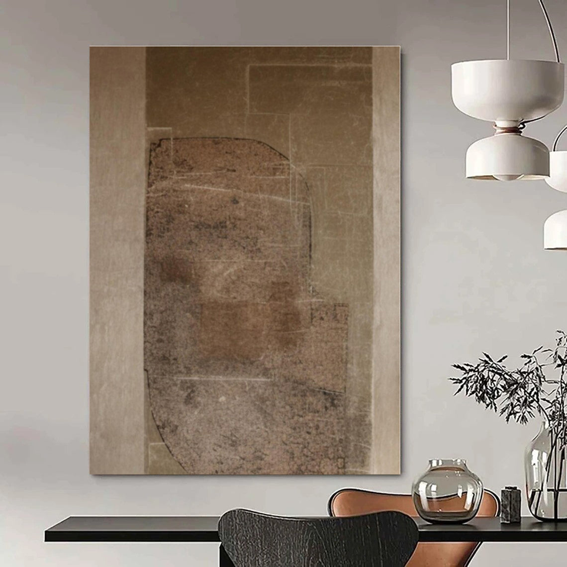 Brown, Beige with Textured Overlays "Textured History" Abstract Painting On Canvas PS1286