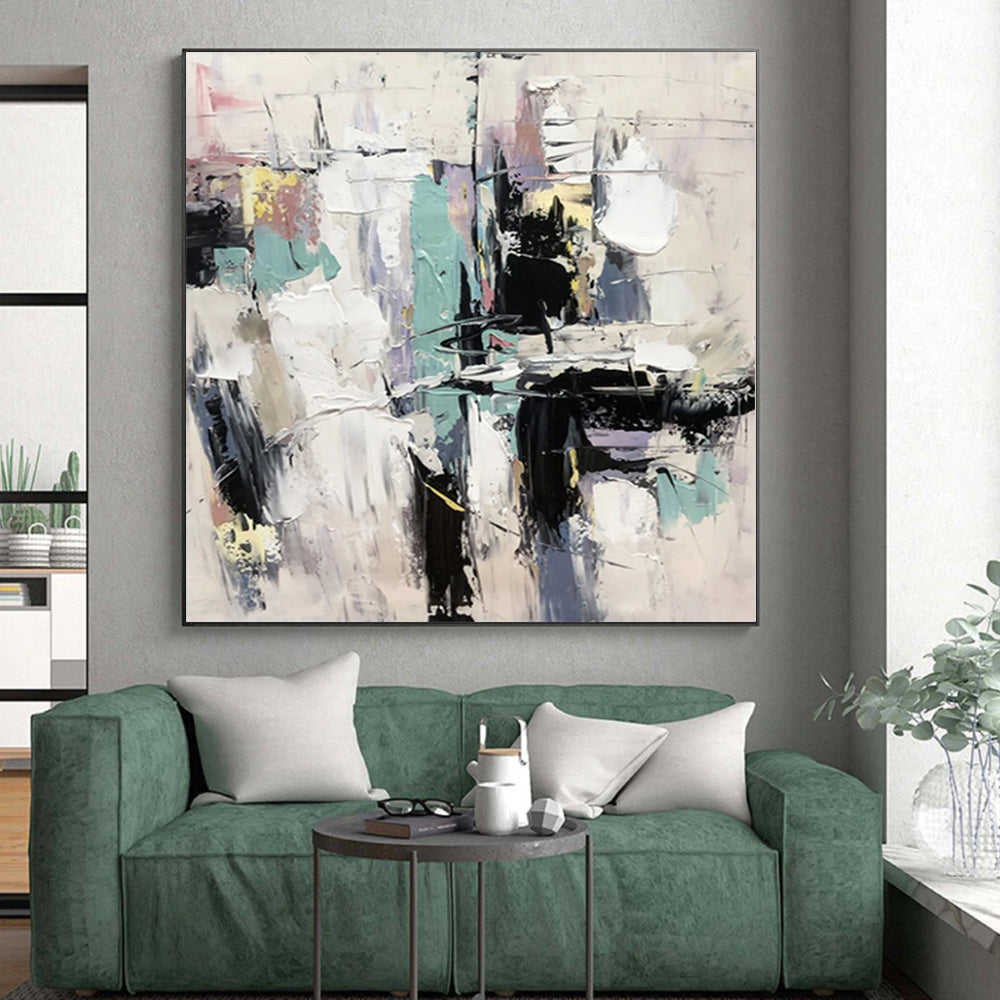 “Pastel - Toned Abstract Urban Layers” - Soft Abstract Painting On Canvas PS0319