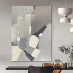 “Gray - Toned Abstract Blocks” - Minimalist, Geometric - Shaped Painting On Canvas PT1586