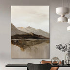“Mountain and Lake Reflection” - Landscape - Inspired Abstract Painting On Canvas DS358