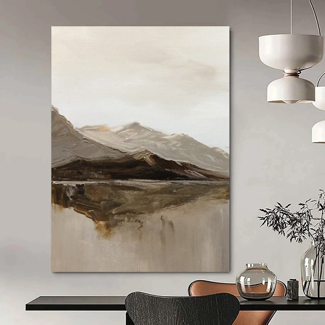 “Mountain and Lake Reflection” - Landscape - Inspired Abstract Painting On Canvas DS358