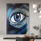 “Expressive Blue Eye Portrait” - Impressionistic Oil Painting On Canvas PT2187