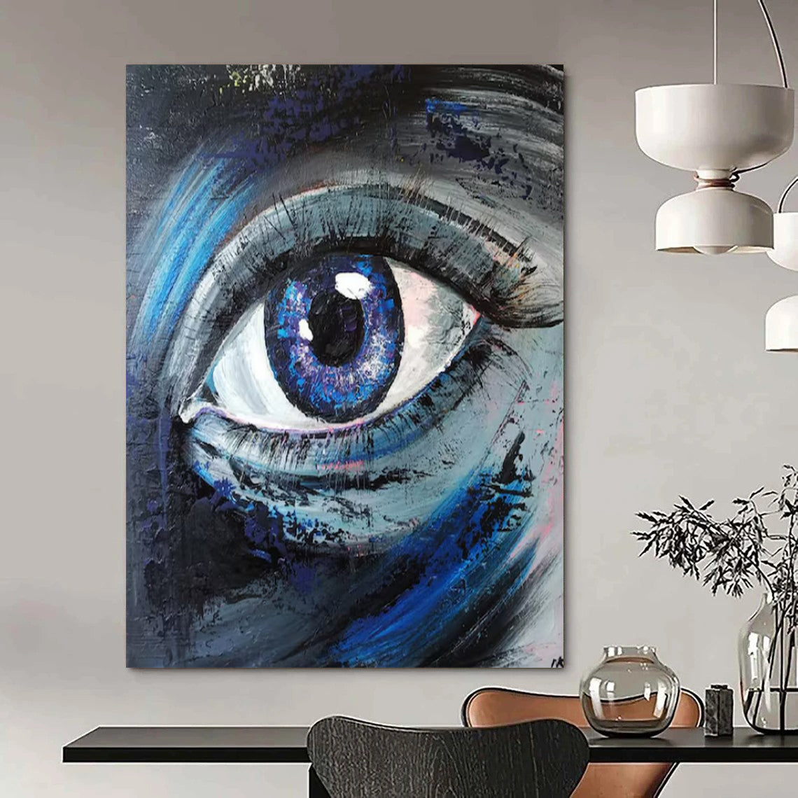“Expressive Blue Eye Portrait” - Impressionistic Oil Painting On Canvas PT2187