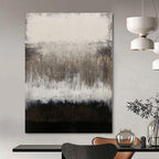 Gray, Black and White with Textured Drips "Moody Melancholy" Abstract Painting On Canvas PS1137