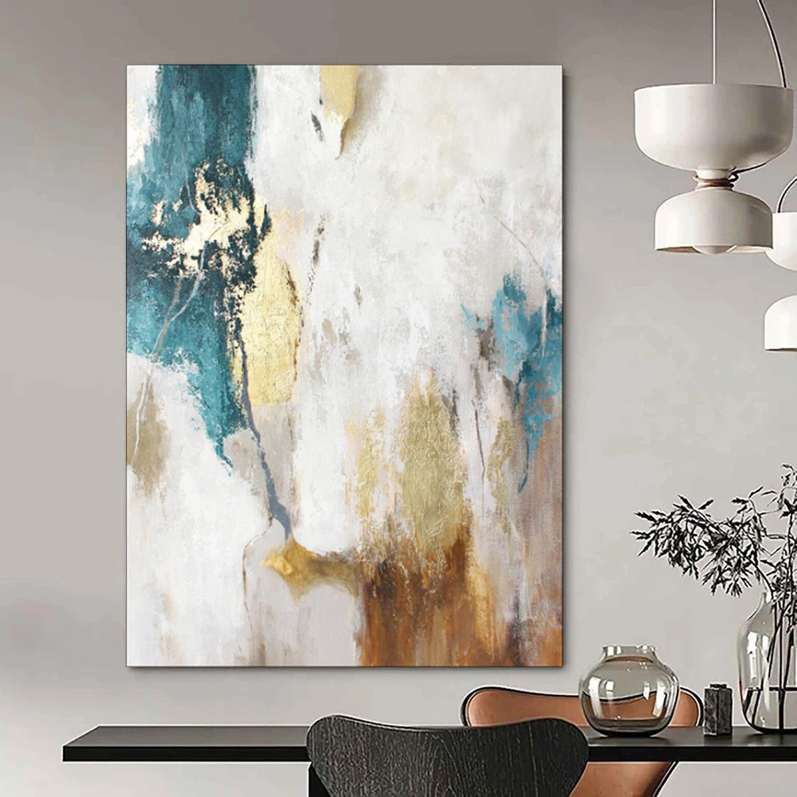 “Elegant Abstract with Gold Accents” - Abstract Luxury Painting On Canvas PT1924
