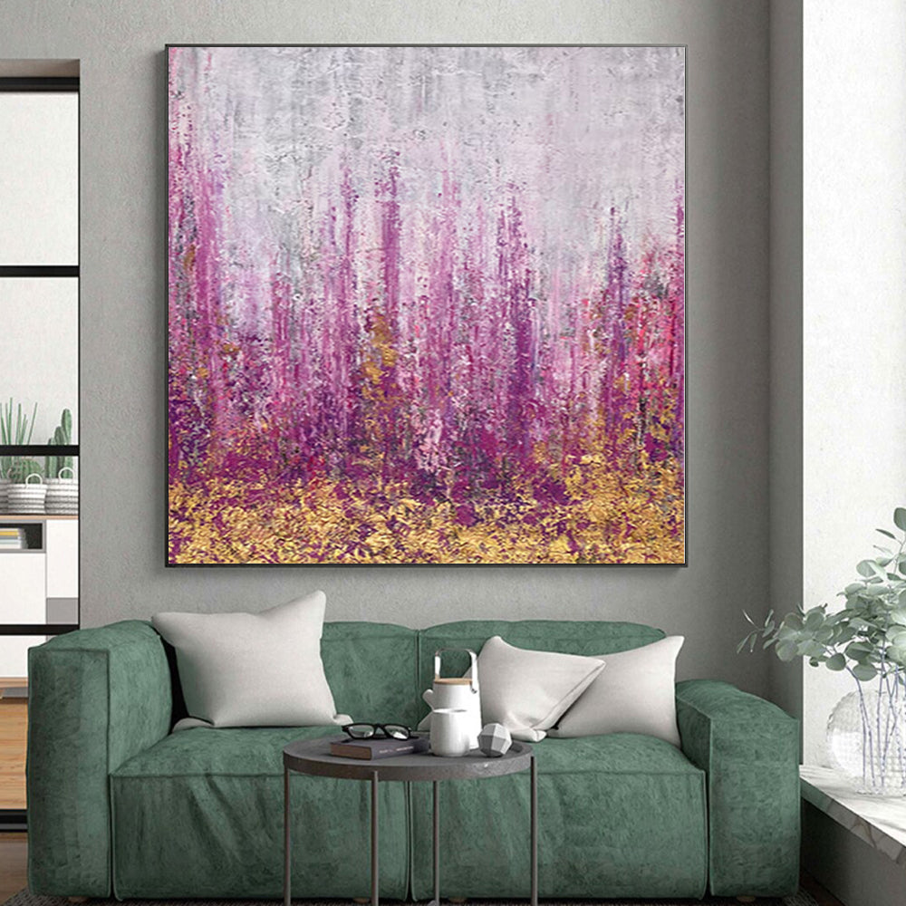 “Purple - Gold Abstract Meadow” - Nature - Inspired Abstract Painting On Canvas PS0064