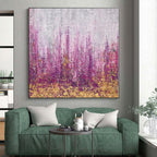 “Purple - Gold Abstract Meadow” - Nature - Inspired Abstract Painting On Canvas PS0064