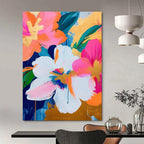 “Pink, Orange & Gold Floral” - Bold Floral Abstract Painting On Canvas DS284