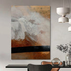 “Textured Wood Abstract” - White & Black on Brown Background Painting On Canvas DS185