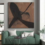 “Earthy Brown - Black Abstract Shapes” - Organic Abstract Painting On Canvas PS0267