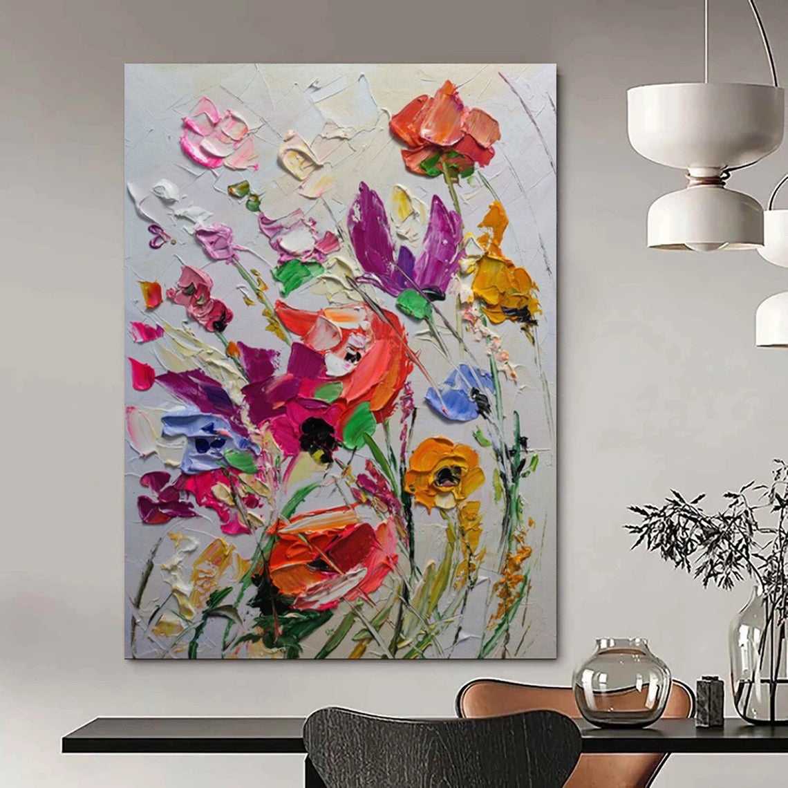 “Impasto Floral Burst - Bold Blooms & Thick Paint” Painting On Canvas DS265
