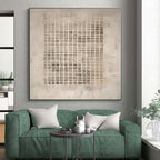 “Beige - Gray Grid Abstract” - Minimalist Abstract Painting On Canvas PS0091