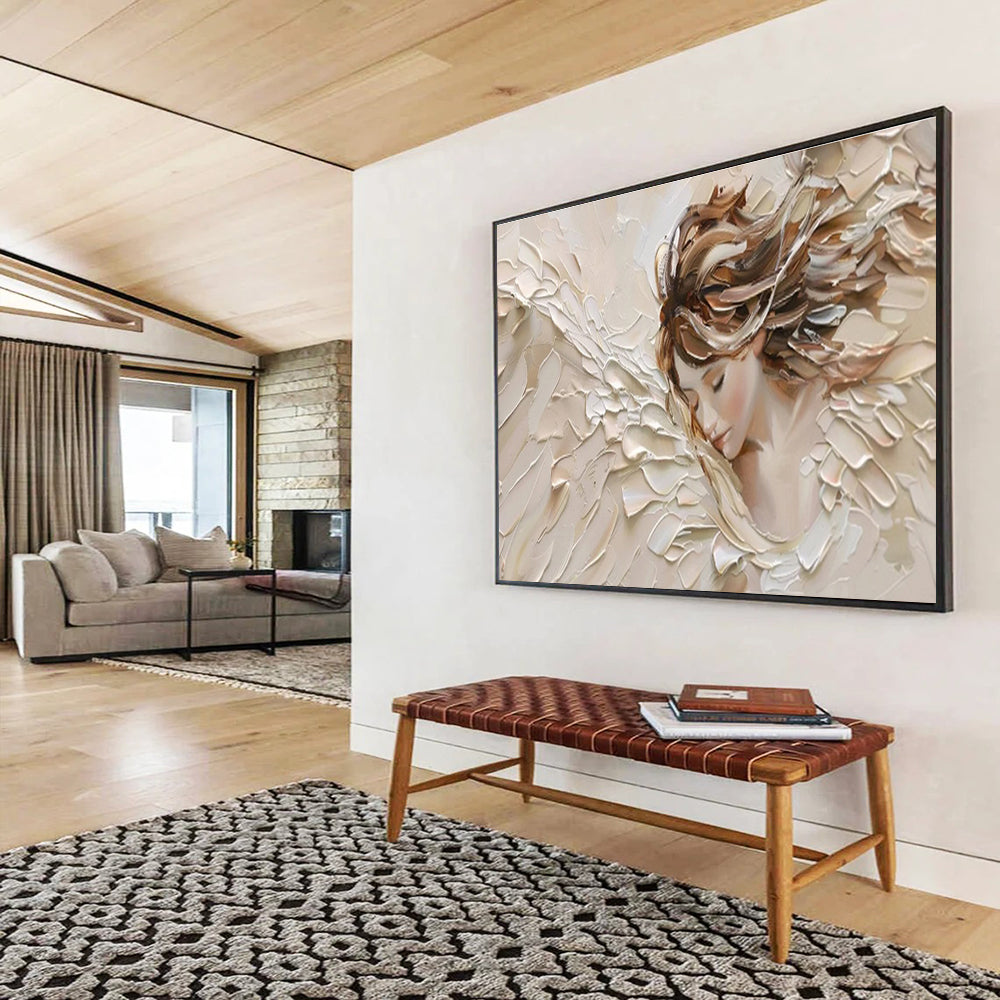 “Textured Angelic Figure” - Impasto Portrait Painting On Canvas DKS454