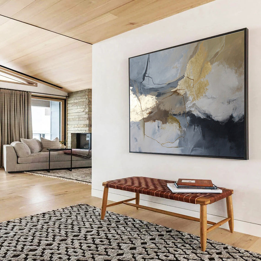 “Gray And Gold Abstract Revisited” - Abstract Painting On Canvas DKS519