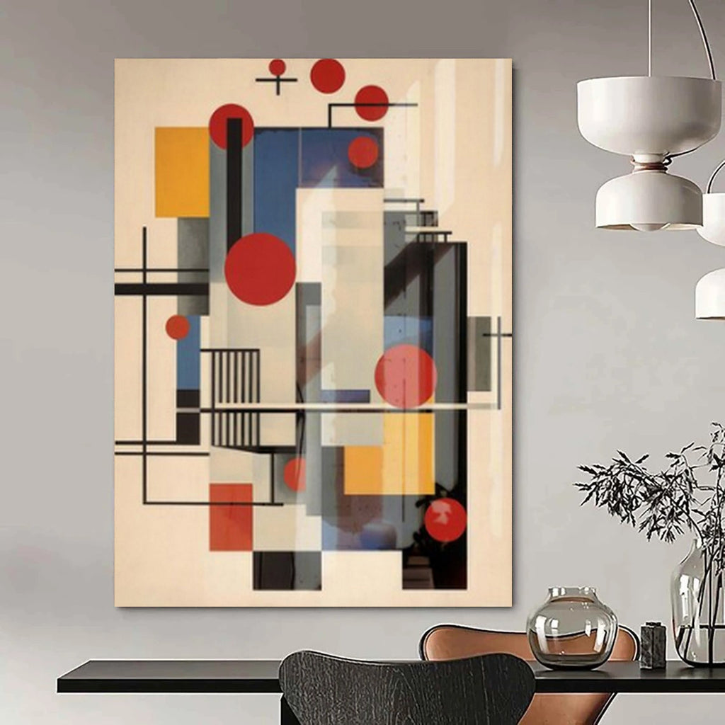 Colorful Geometry, "Constructivist Collage" – Abstract Geometric Painting On Canvas PS1042