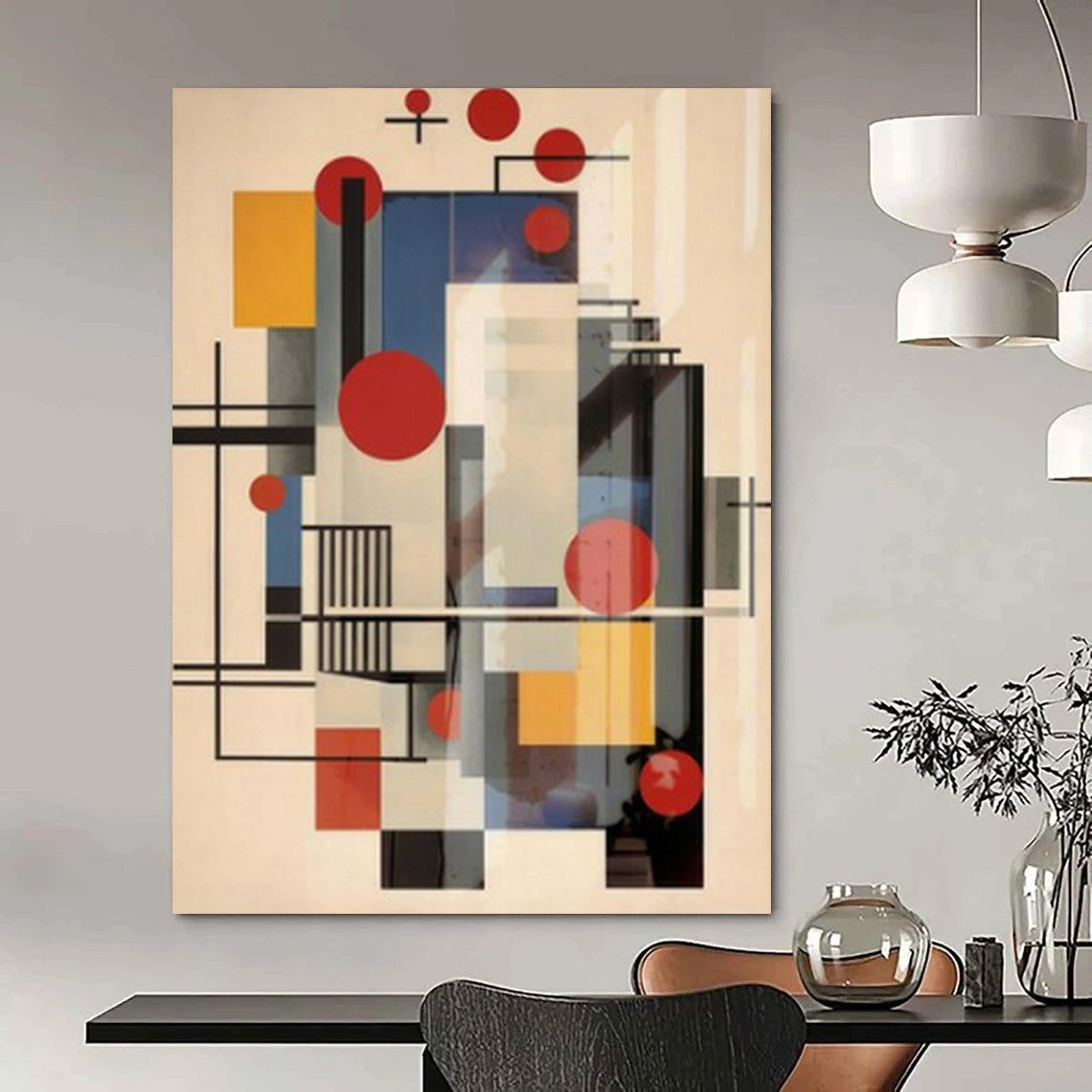 Colorful Geometry, "Constructivist Collage" – Abstract Geometric Painting On Canvas PS1042
