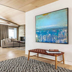 “Blue - hued Abstract Seascape” - Dreamy Impressionistic Painting On Canvas DKS389