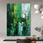 “Green - Blue Textured Abstraction” - Abstract Landscape Painting On Canvas DS012