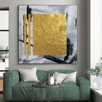 “Grey - Gold Abstract with Bold Brushstrokes” - Modern Abstract Painting On Canvas PS0292