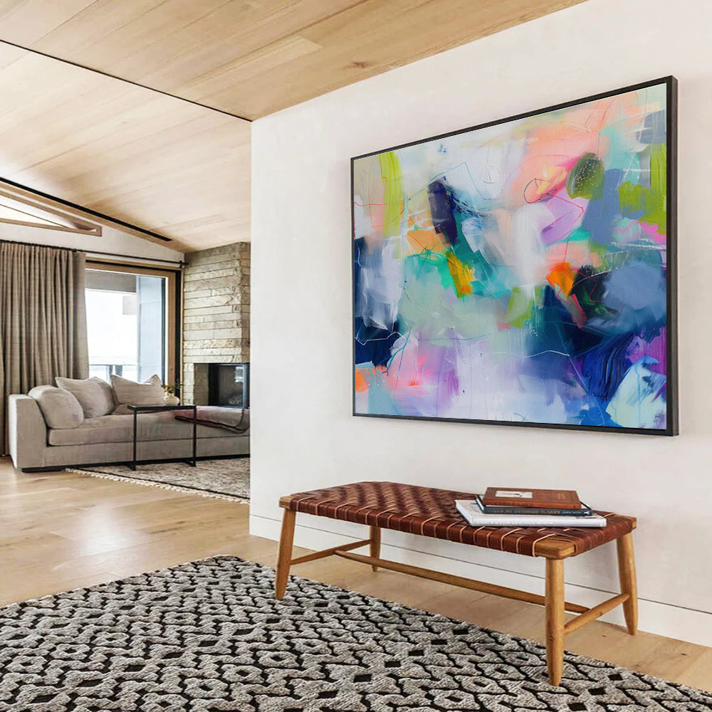 “Vibrant Color Collision” - Energetic Abstract Painting On Canvas DKS497