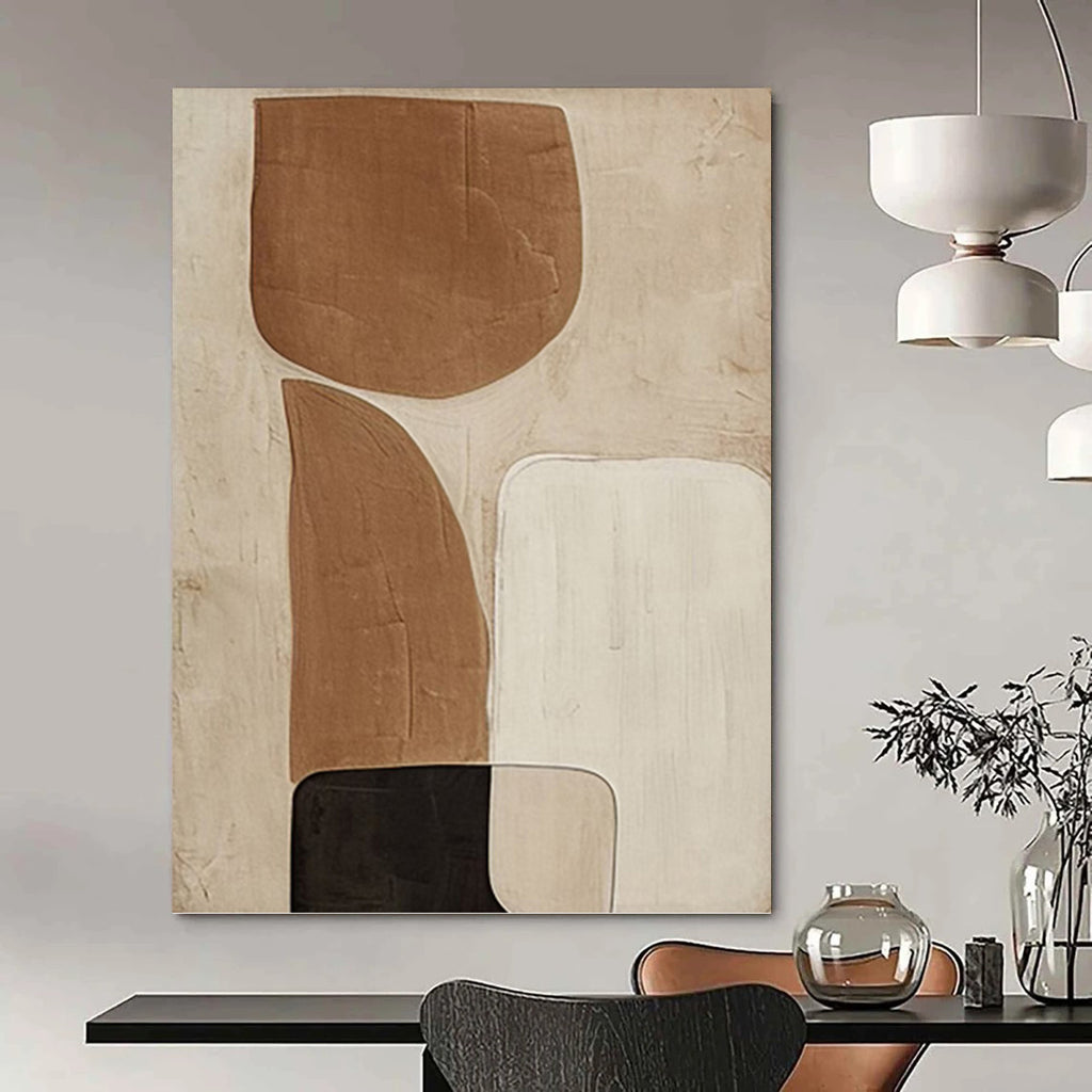 “Neutral Geometric Abstract” - Contemporary, Abstract Painting On Canvas PT1494