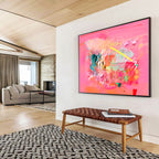 Pink - Dominant Mixed Media Abstract Painting On Canvas DKS028