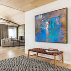 Blue - Hued Textured Abstract - Abstract Expressionistic Painting On Canvas DKS366