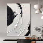 “Swirling Black - White Textures” - Abstract, Dynamic - Textured Painting On Canvas PT1677