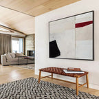 “Black, White, and Red Minimalist Abstract” - Geometric Abstract Painting On Canvas PT110