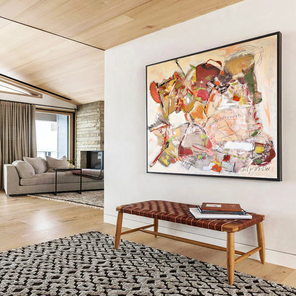 “Colorful Abstract Collage” - Mixed - Media Painting On Canvas PT241