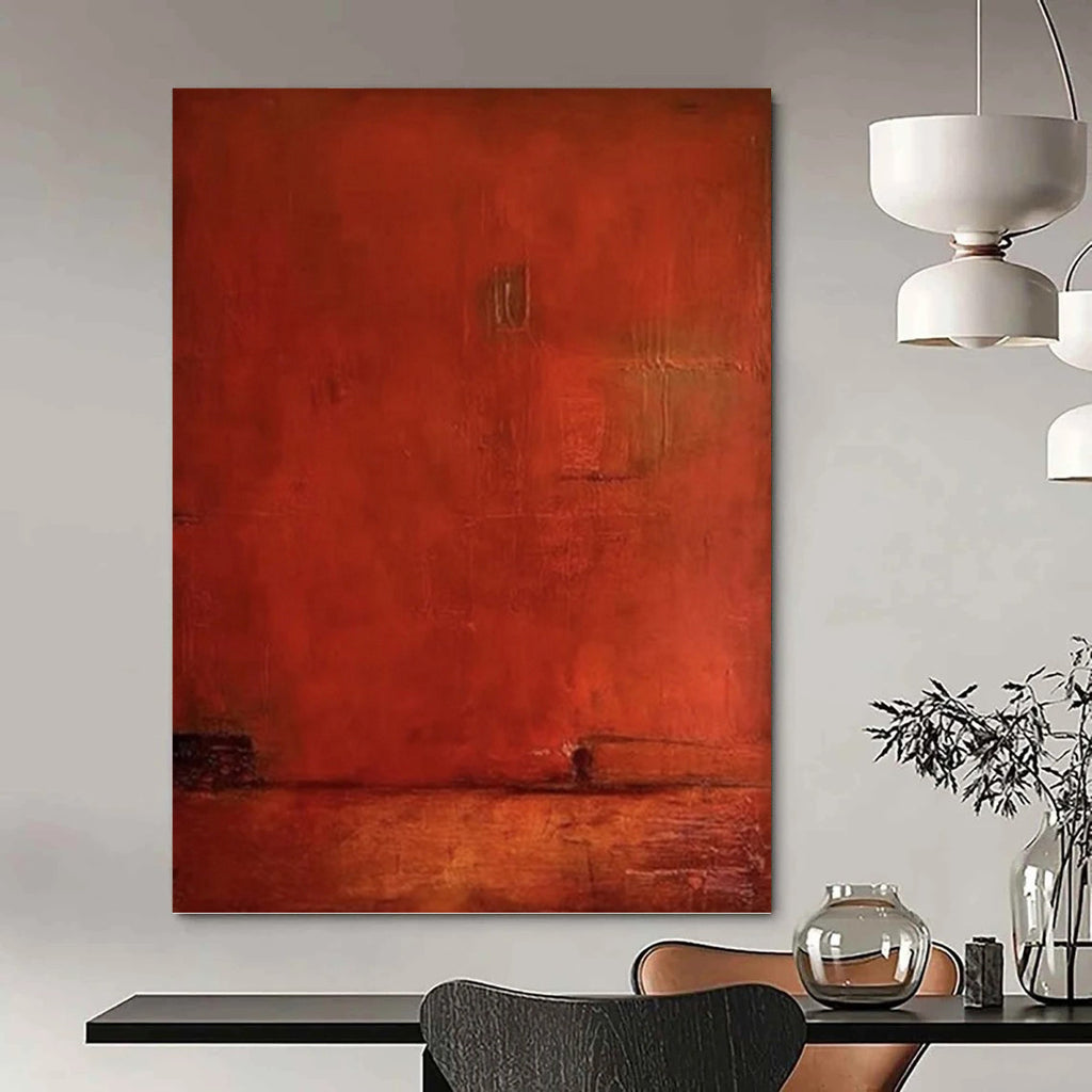 “Deep Red Solid Tone” - Minimalist Abstract Painting On Canvas PT1117
