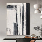 “Black and White Vertical Strokes” - Bold Minimalist Painting On Canvas DS367